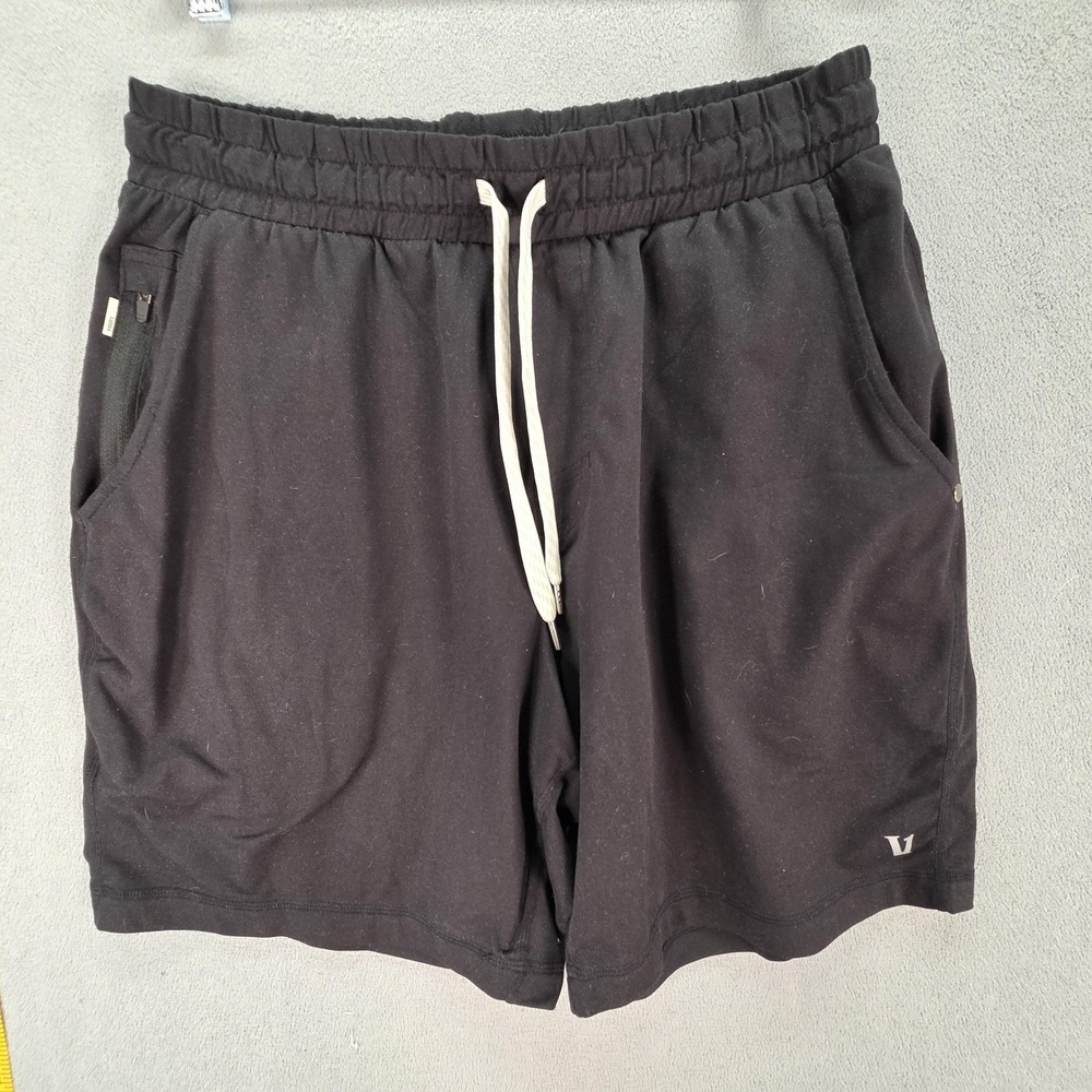 Vuori Ponto Shorts Mens Medium Black Drawstring Zip Pockets Stretch Gym